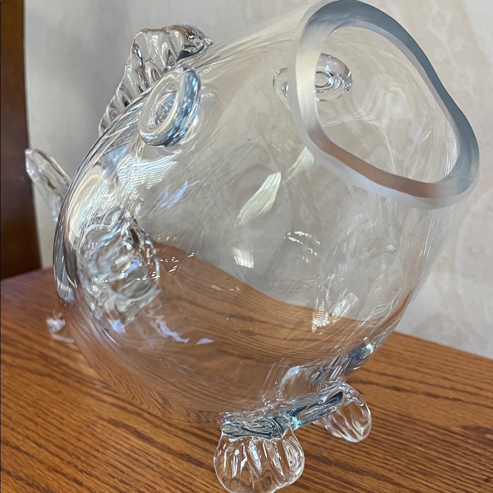Unique vintage mid century Fish-Shaped Glass Vase
